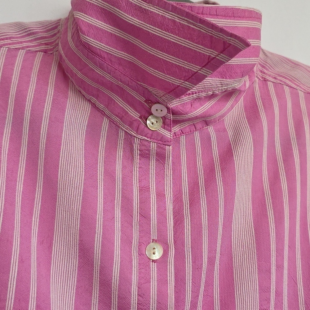 Chico's Pink & White Stripe Silk Blouse.  Size 12 - Picture 4 of 9